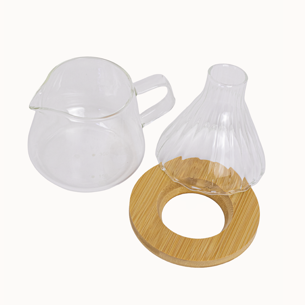 SET DRIPER DE VIDRIO CON BASE DE BANBÚ + JARRA 300ML